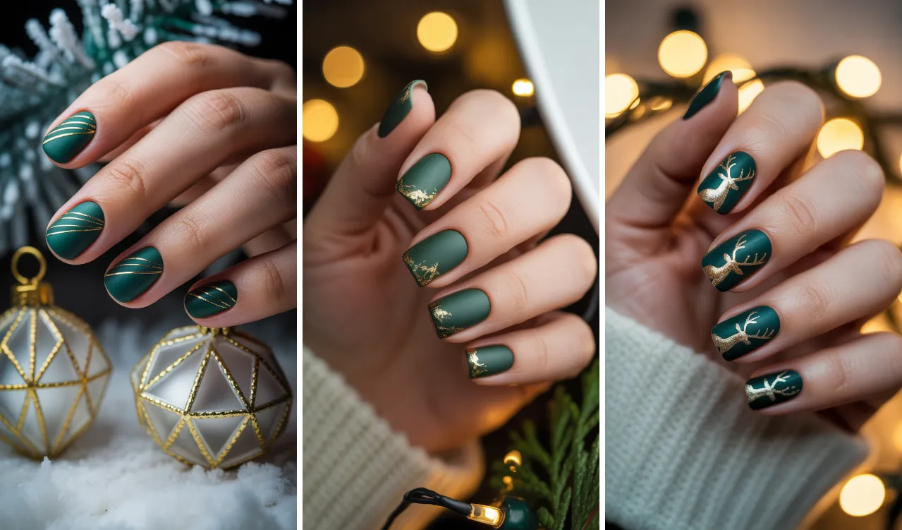 Matte Green Christmas Nails